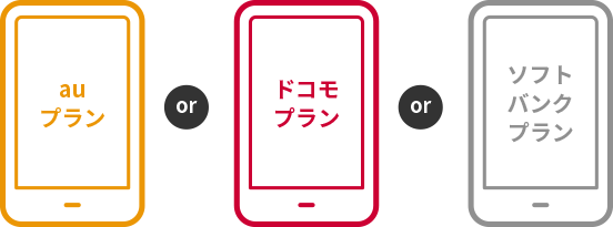 auプラン or ドコモプラン or ソフトバンクプラン
