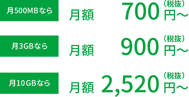 データ通信のみ(シングルタイプ)の料金